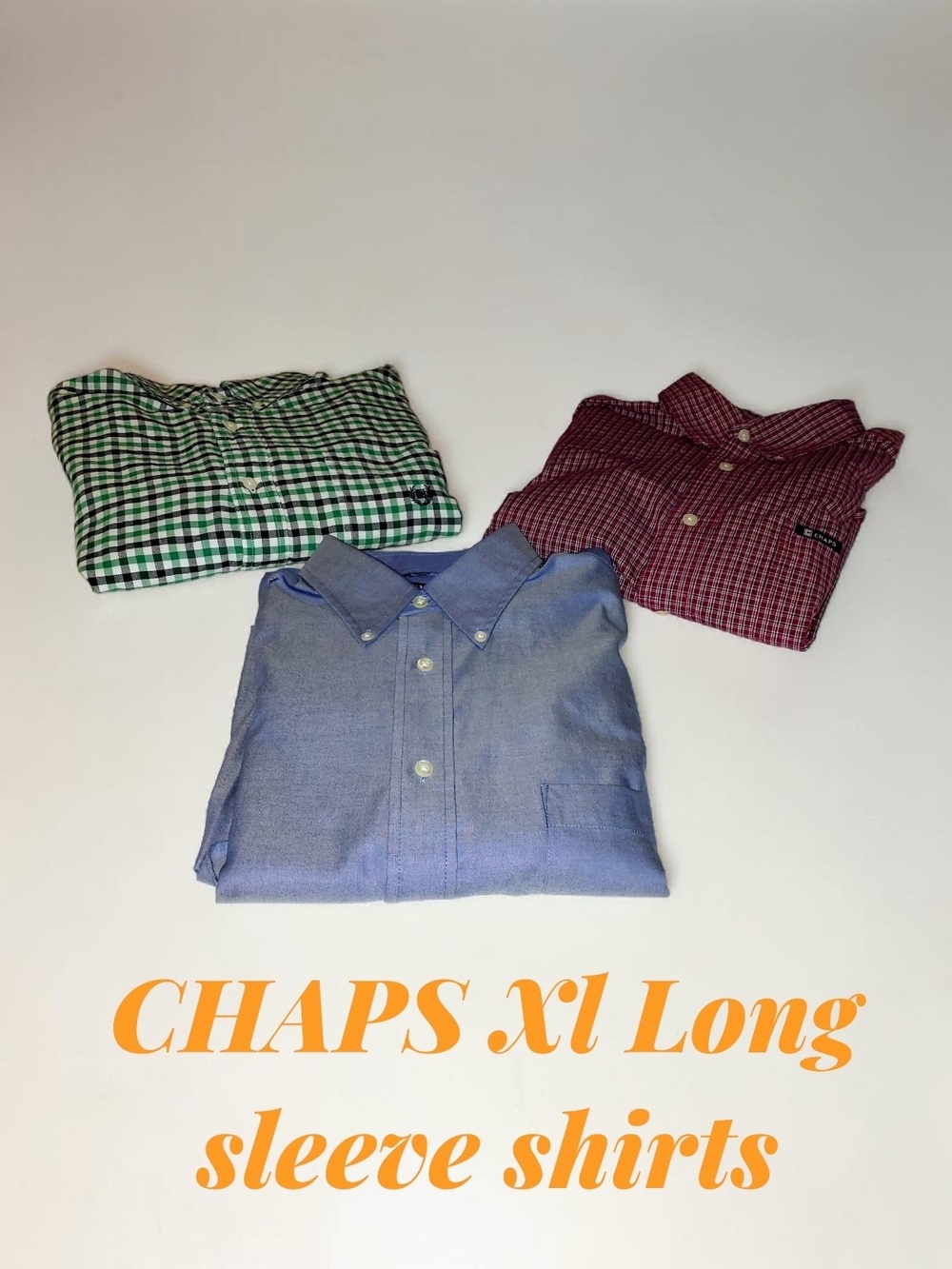 Lot Of 3 Chaps Men's Long Sleeve Button-Down Dress Shirts - XL